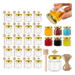 KUANGYE - Frasco De Vidrio Mini Miel Hexagonal 45 Ml Con Tapa (20pcs)