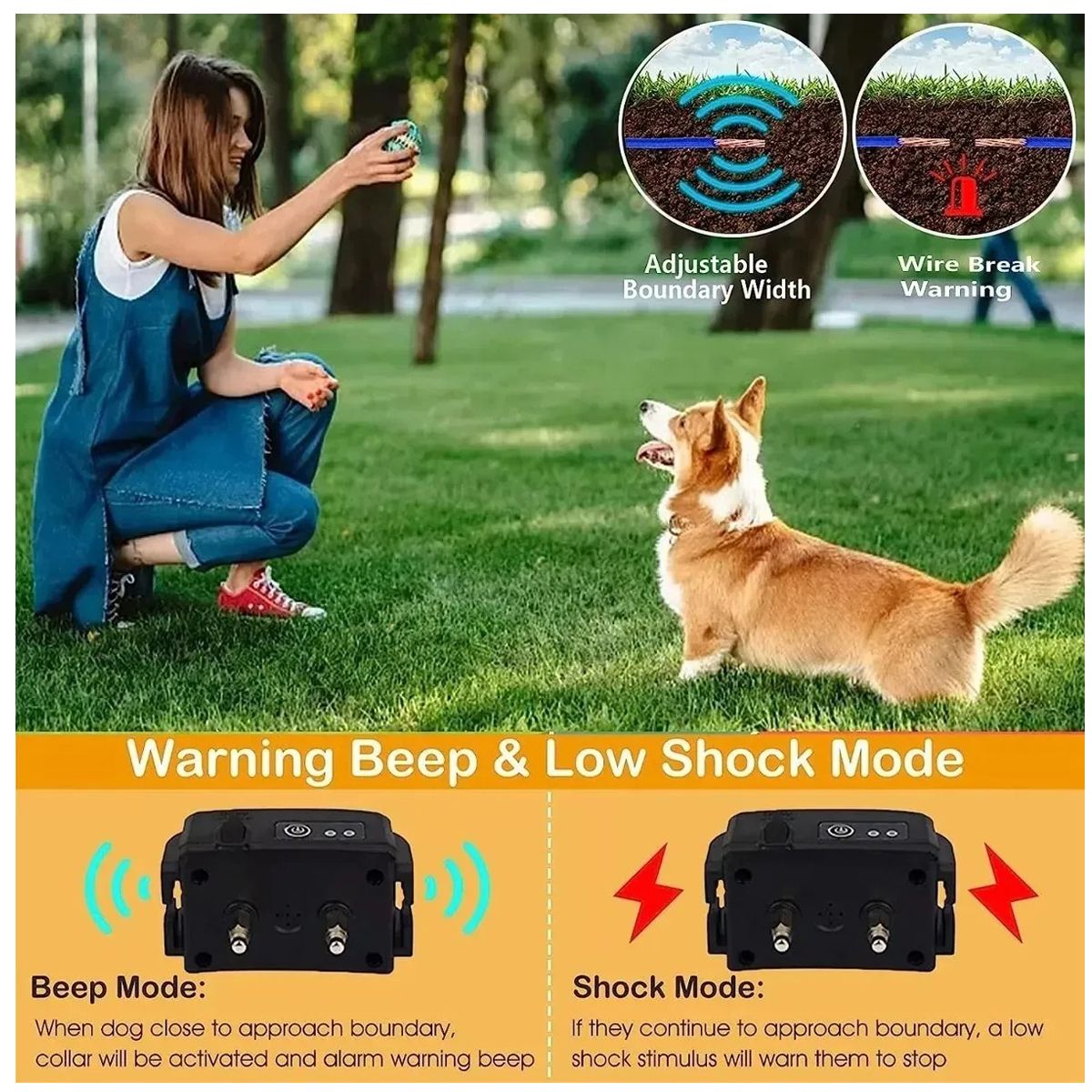 GENERICO - Cerco Electrico Invisible Perimetral Para Perros +2 Collares