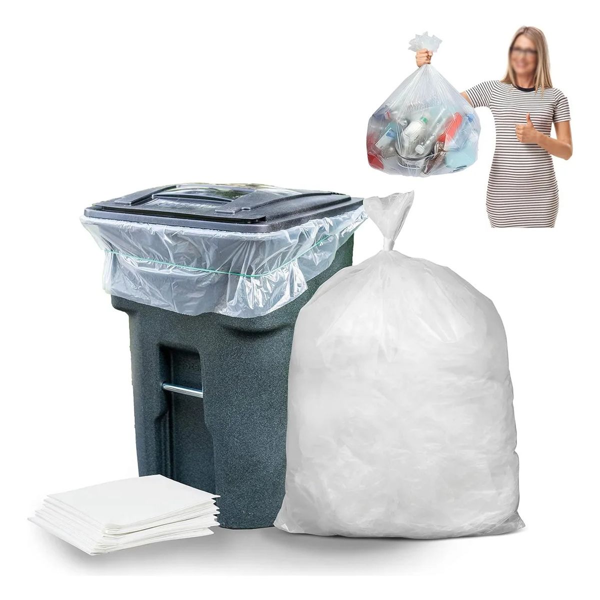 GENERICO - Kit 20 Bolsas Basura Transparente Carga Pesada 120x100cm