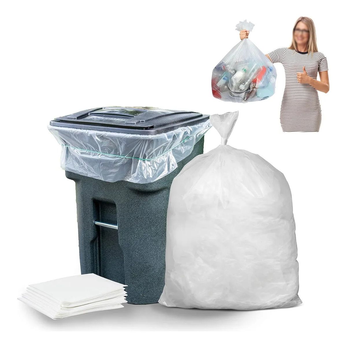 GENERICO - Kit 20 Bolsas Basura Transparente Carga Pesada 120x100cm