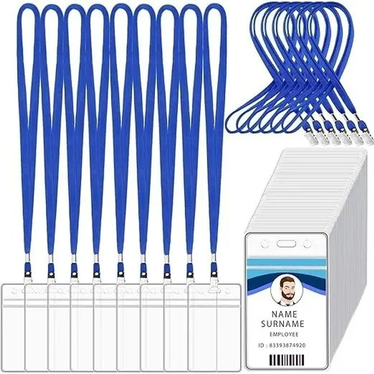 GENERICO - Pack 100 Porta Credenciales Transparente Incluye 100 Lanyard