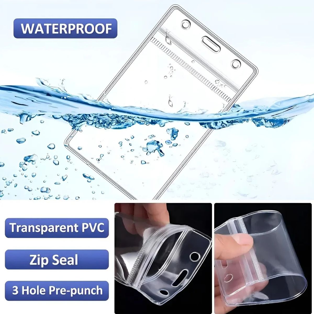 GENERICO - Pack 100 Porta Credenciales Transparente Incluye 100 Lanyard