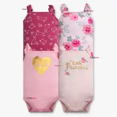 TEDMIMAK - Pack 4 Bodys Niña Sin Manga 100% Algodón Princess Pink