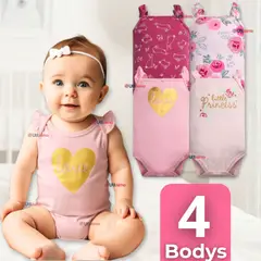 TEDMIMAK - Pack 4 Bodys Niña Sin Manga 100% Algodón Princess Pink