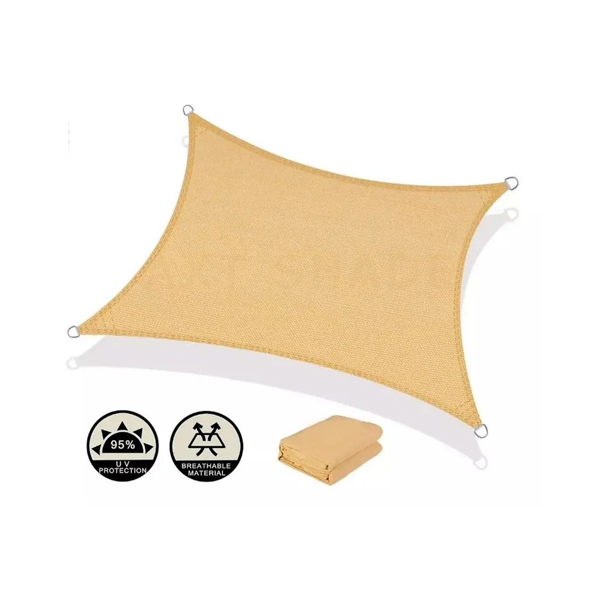 GENERICO - Toldo Vela Sombra Malla Rectangular 2 X 3 Mts