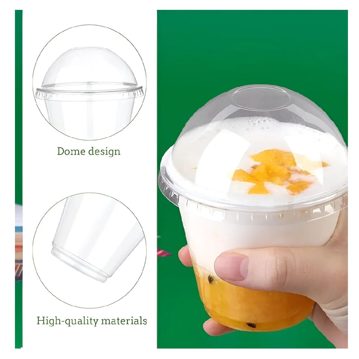 PASTELERIUSCL - 50 Vasos Plasticos Desechables Vaso Tapa Domo Sin Hoyo 9oz  Transparente Vasos Plastico PASTELERIUSCL