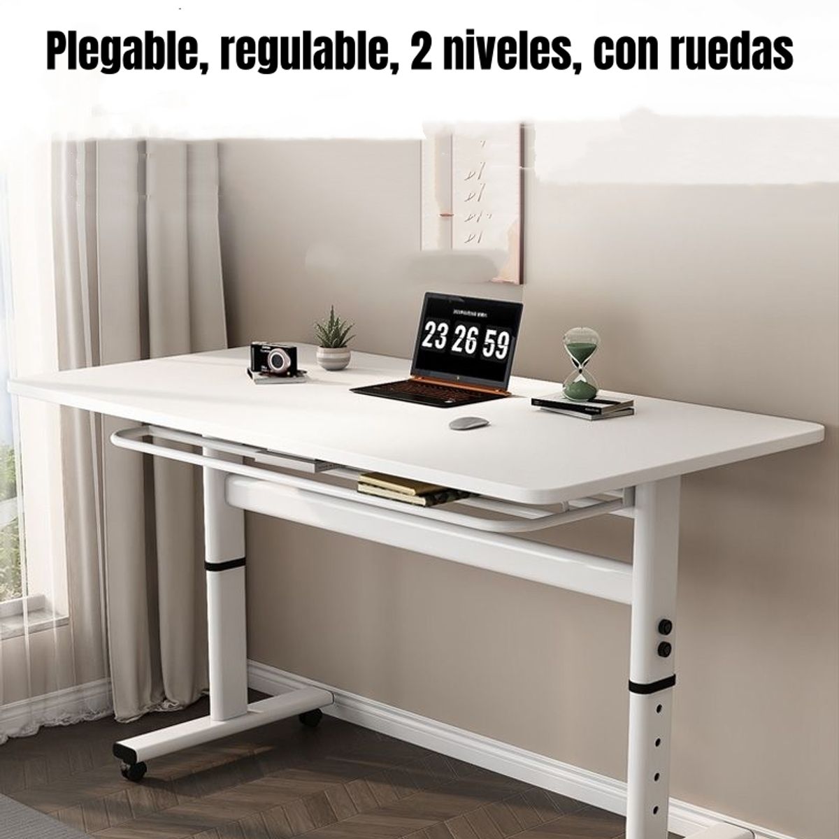 LUBABYCAS - Escritorio Moment Plegable Regulable Móvil 100x60cm