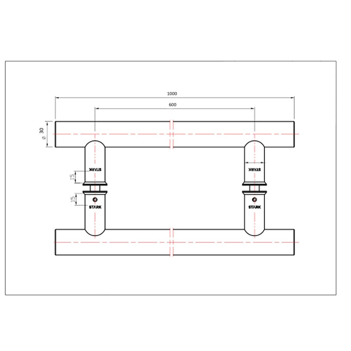 GENERICO - Tirador Negro por ambos lados Largo 1 mt Stärk Design
