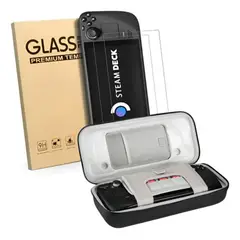 GENERICO - Bolso Estuche Maleta Negra Para Steam Deck + Vidrio Mica