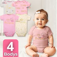 Pack 4 Bodys Manga Corta 100% Algodón Sparkle Like a Princess