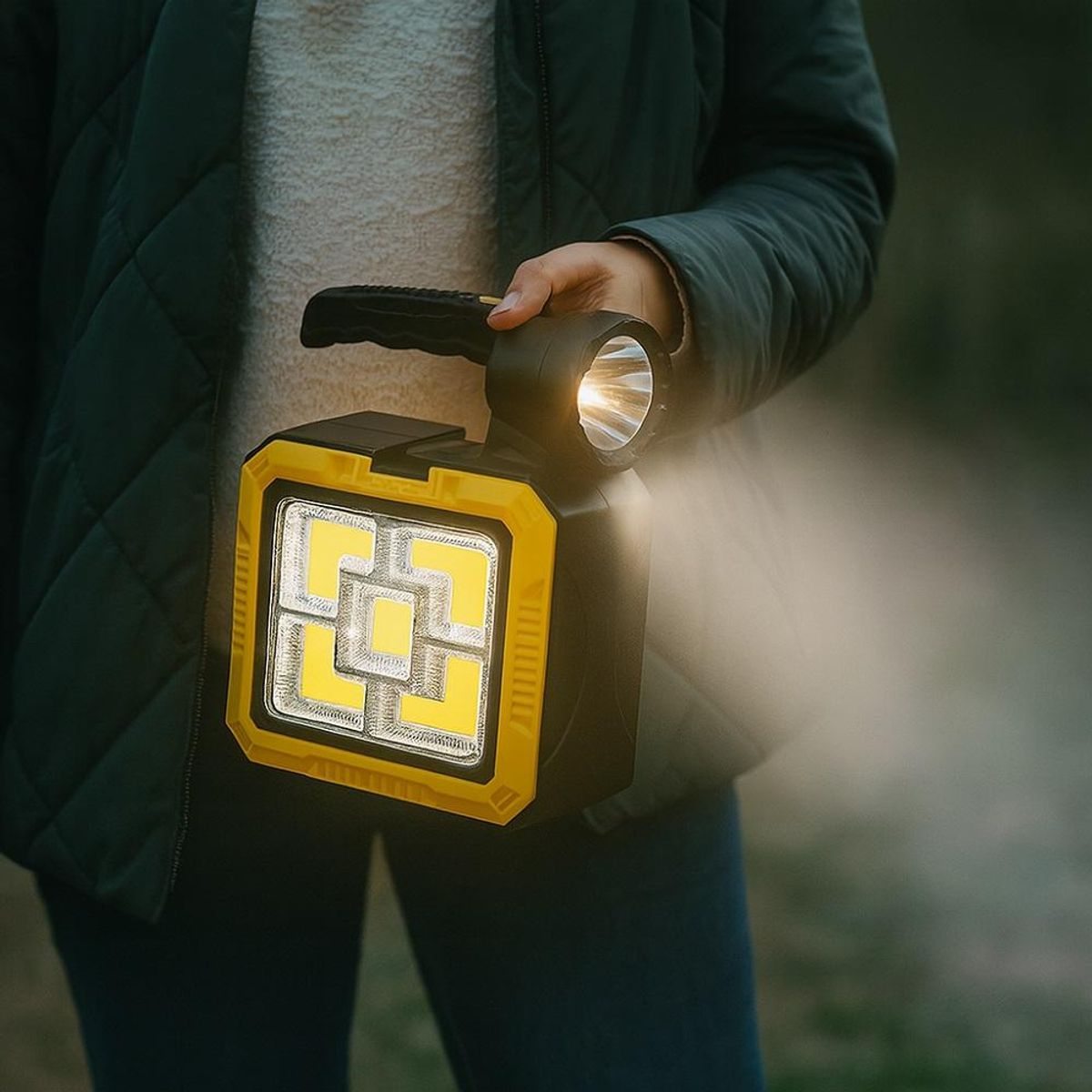 GENERICO - Linterna Solar LED Recargable de Camping con Herramientas