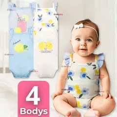 TEDMIMAK - Pack 4 Bodys Niña Sin Manga 100% Algodón Princess Summer