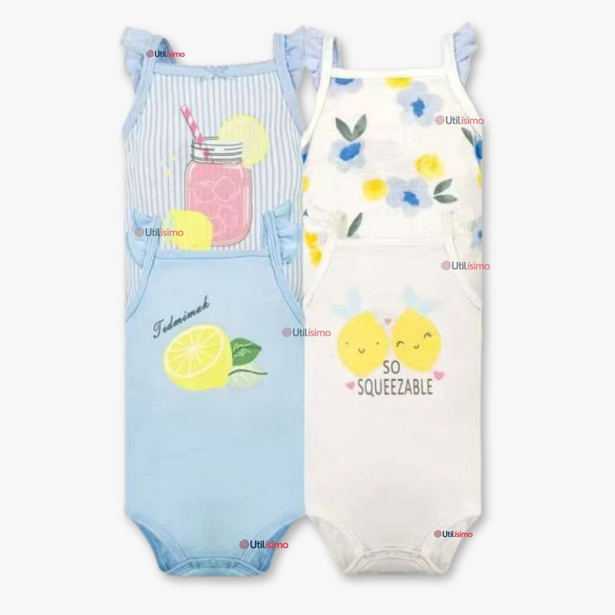 TEDMIMAK - Pack 4 Bodys Niña Sin Manga Tedmimak 100% Algodón Princess Summer