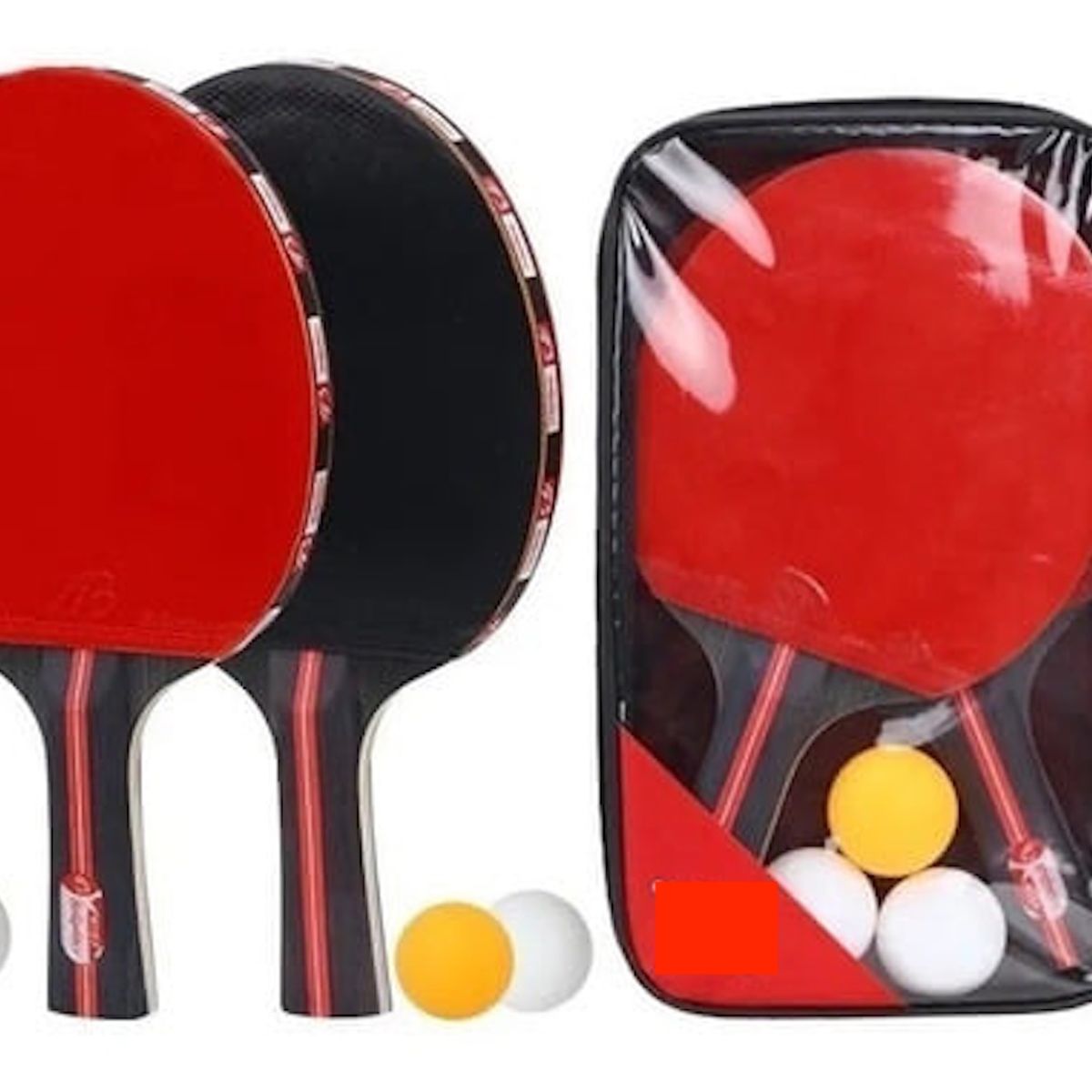 GENERICO - Set Paletas de Ping Pong 3 Pelotas Tenis De Mesa + Estuche