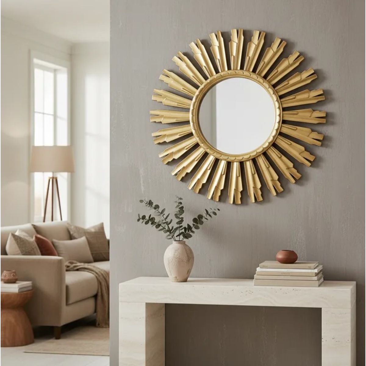 GENERICO - Espejo Decorativo Redondo Diseño Solar 40cm