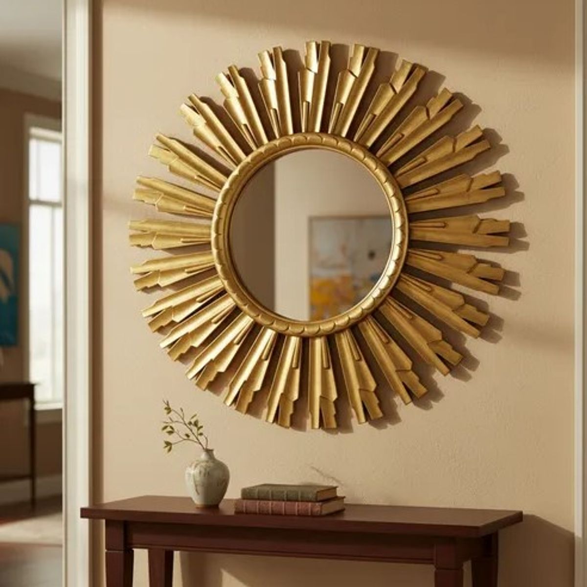 GENERICO - Espejo Decorativo Redondo Diseño Solar 40cm