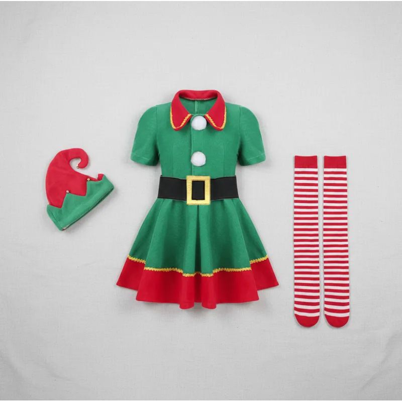 GENERICO - Disfraz Elfo Navideños Niñas 10-12 años