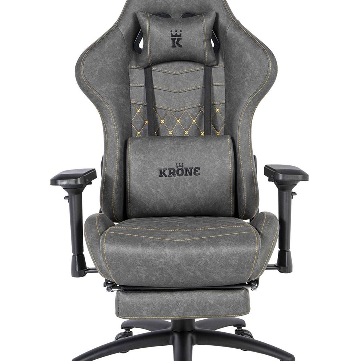 KRONE GAMING - Silla Gamer Oficina Krone XL PRO Reclinable + Masaje + Apoyapiés - Gris