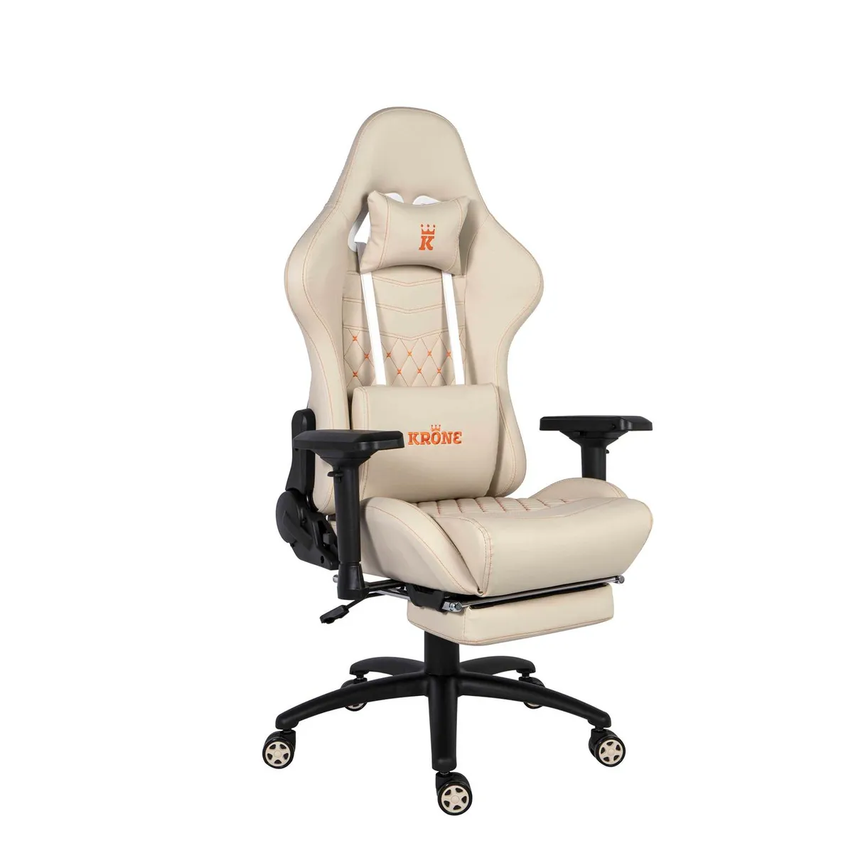 KRONE GAMING - Silla Gamer Oficina Krone XL PRO Reclinable + Masaje + Apoyapiés - Blanco