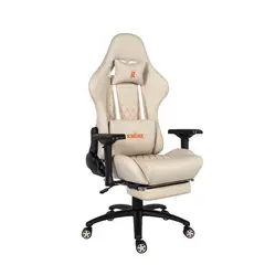 KRONE GAMING - Silla Gamer Oficina Krone XL PRO Reclinable + Masaje + Apoyapiés - Blanco