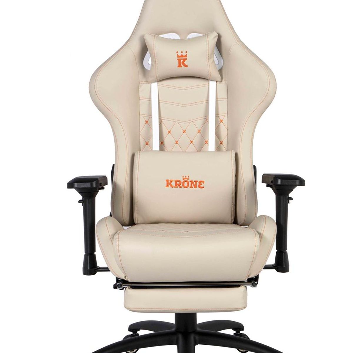 KRONE GAMING - Silla Gamer Oficina Krone XL PRO Reclinable + Masaje + Apoyapiés - Blanco