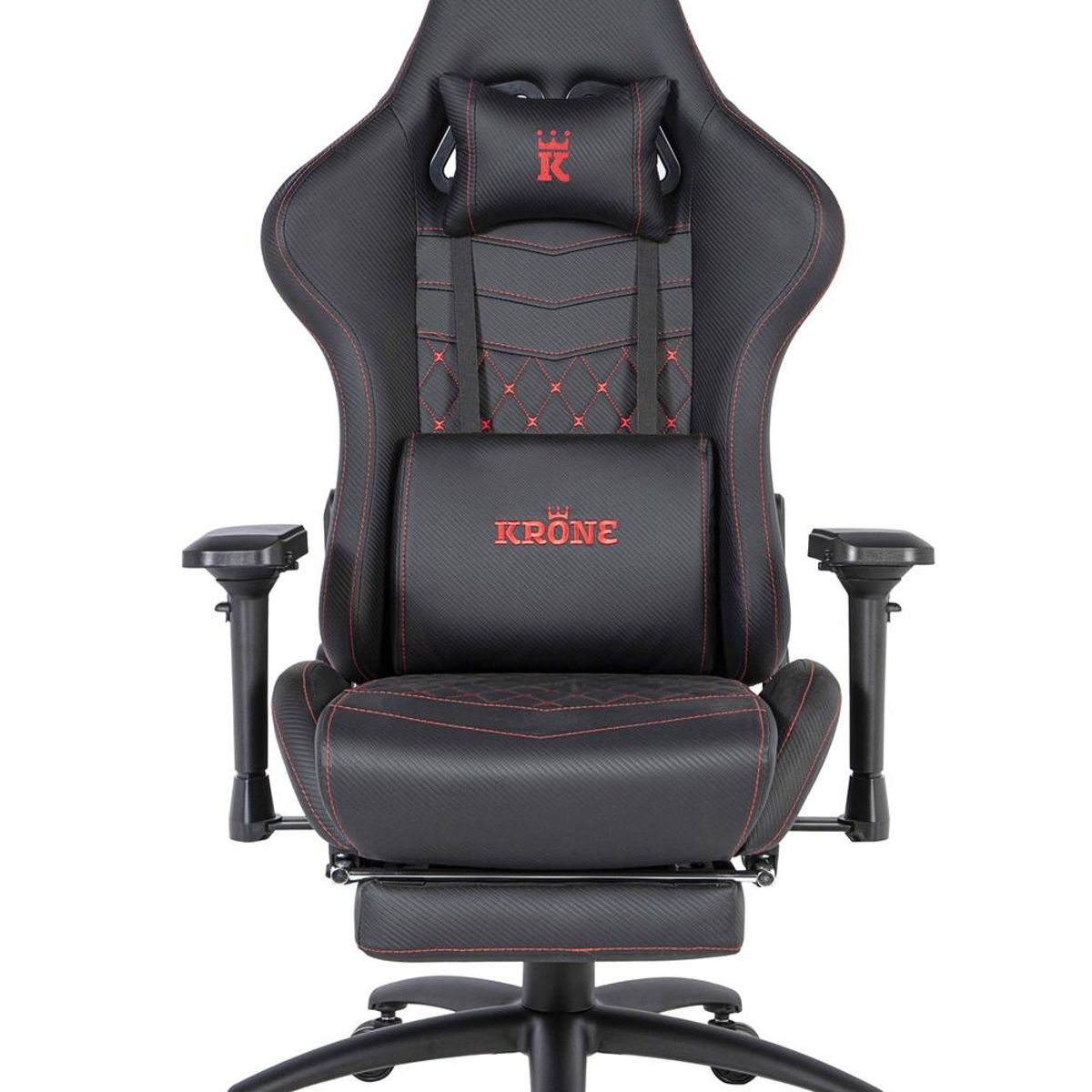 KRONE GAMING - Silla Gamer Oficina Krone XL PRO Reclinable + Masaje + Apoyapiés - Negro