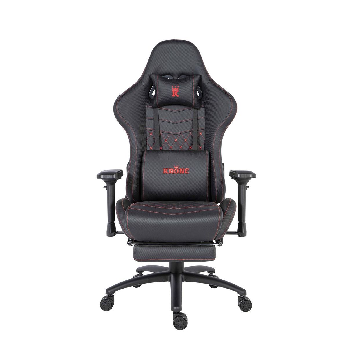 KRONE GAMING - Silla Gamer Oficina Krone XL PRO Reclinable + Masaje + Apoyapiés - Negro