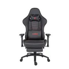 KRONE GAMING - Silla Gamer Oficina Krone XL PRO Reclinable + Masaje + Apoyapiés - Negro
