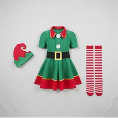 GENERICO - Disfraz de Elfo Navideños Niñas 7-9 años