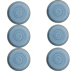 CORONA - Set de 6 Platos Llano Coupe 23 Cm AzulMar Artisan