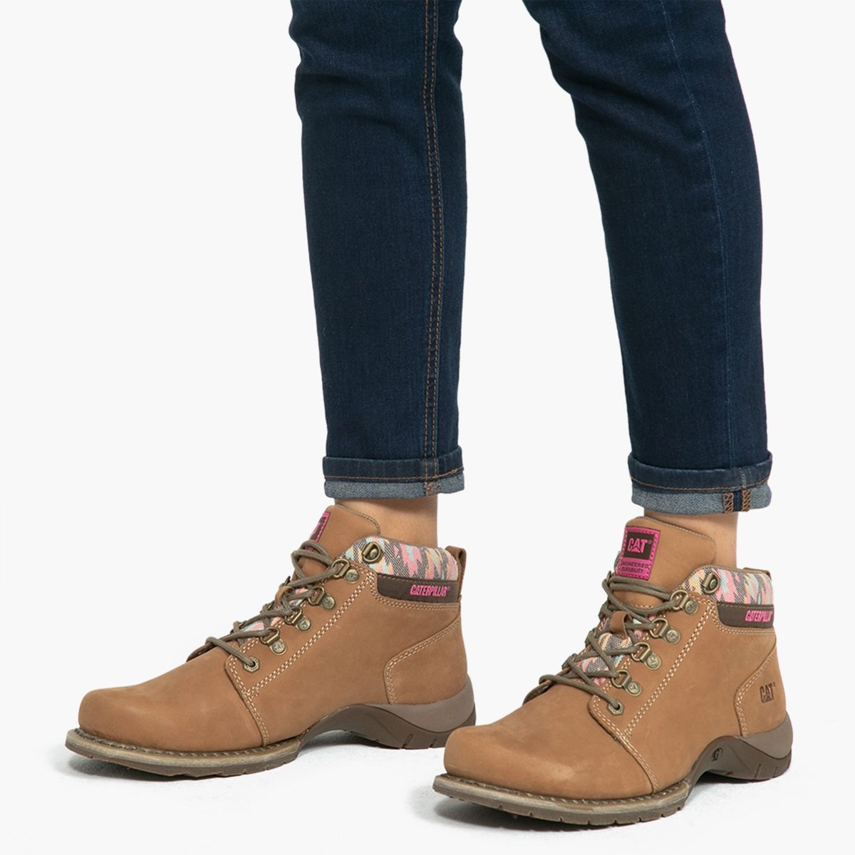 CAT - Botín Mujer Cuero Café Cat