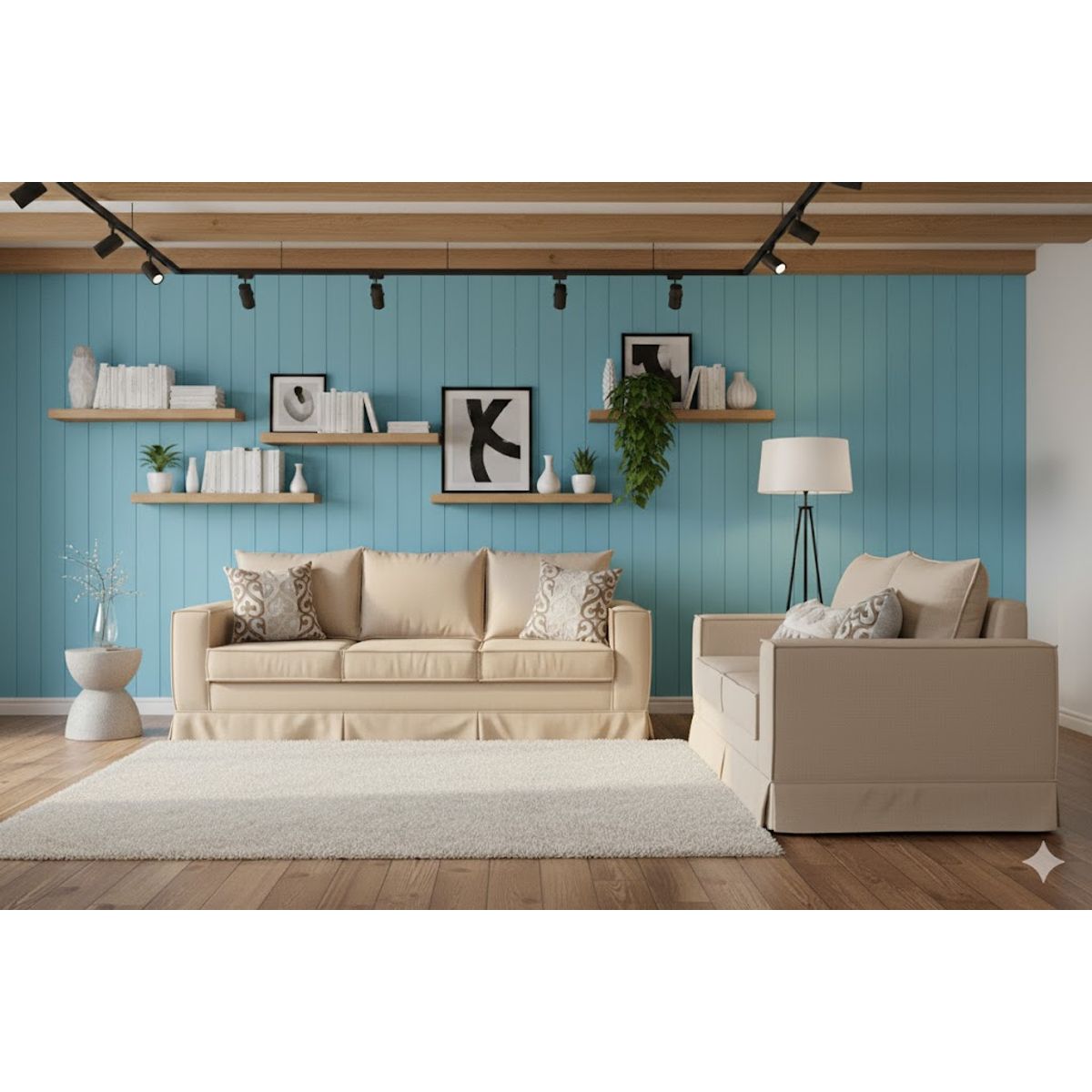 MUNDO LIVING - Juego Living Pompeya  Beige  sofa 3 cuerpos y sofa 2 cuerpos resortes