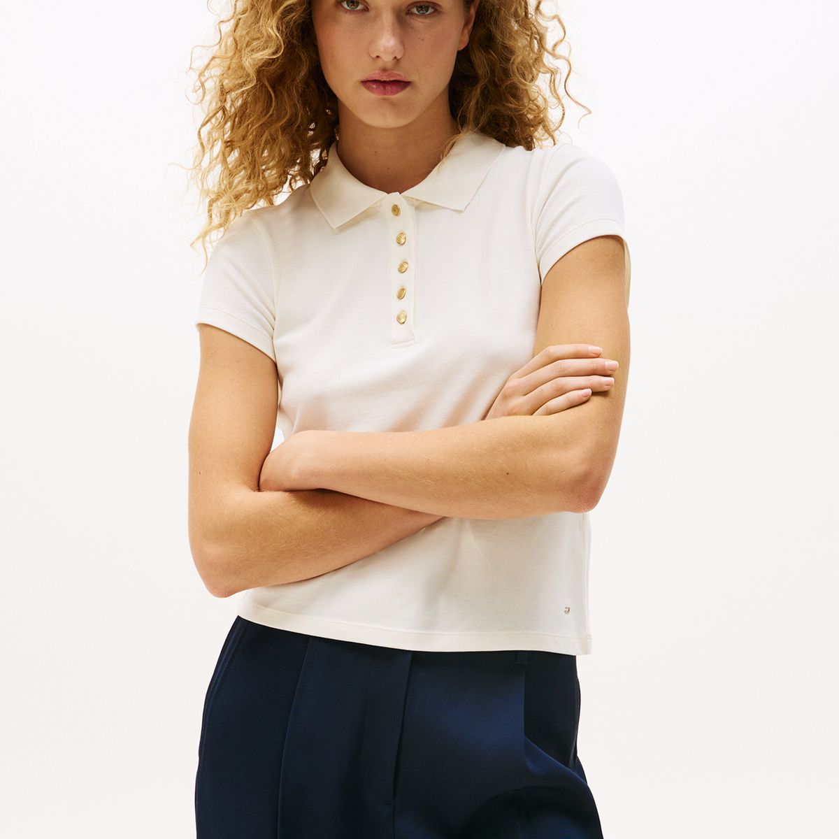 TOMMY HILFIGER - Polo Con Botones Dorados Slim Fit Blanco Tommy Hilfiger