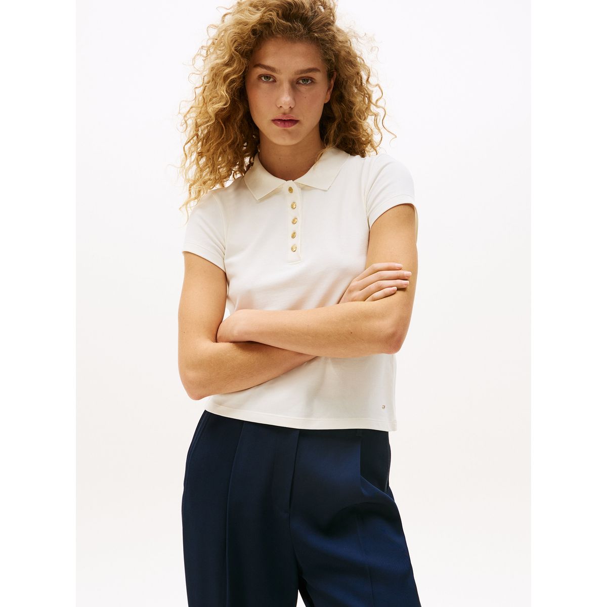 TOMMY HILFIGER - Polo Con Botones Dorados Slim Fit Blanco Tommy Hilfiger