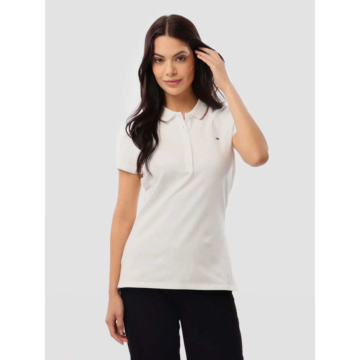 TOMMY HILFIGER - Polo Heritage Solid Slim Fit Blanco Tommy Hilfiger