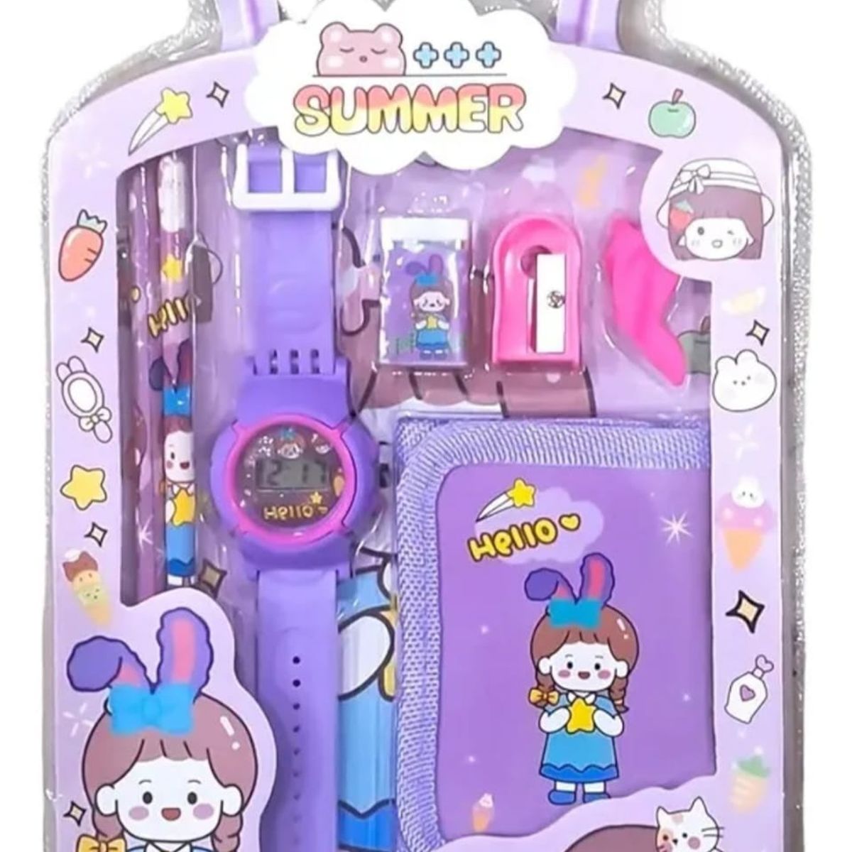 GENERICO - Set Escolar 6 en 1 Regalo Infantil Lila