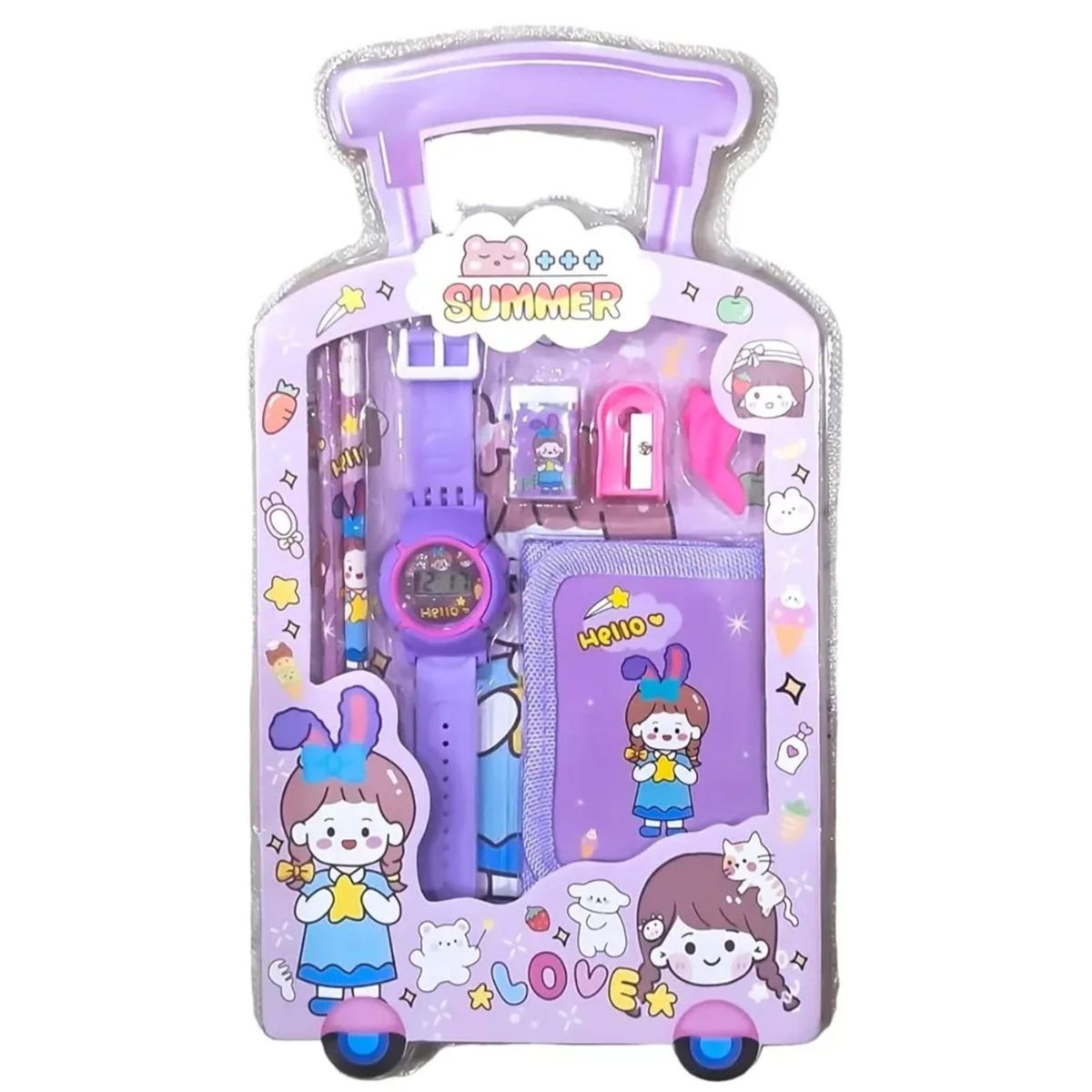GENERICO - Set Escolar 6 en 1 Regalo Infantil Lila
