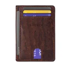 GENERICO - Billetera Tarjetas Corcho Delgada Anticlonacion Cuero Vegano