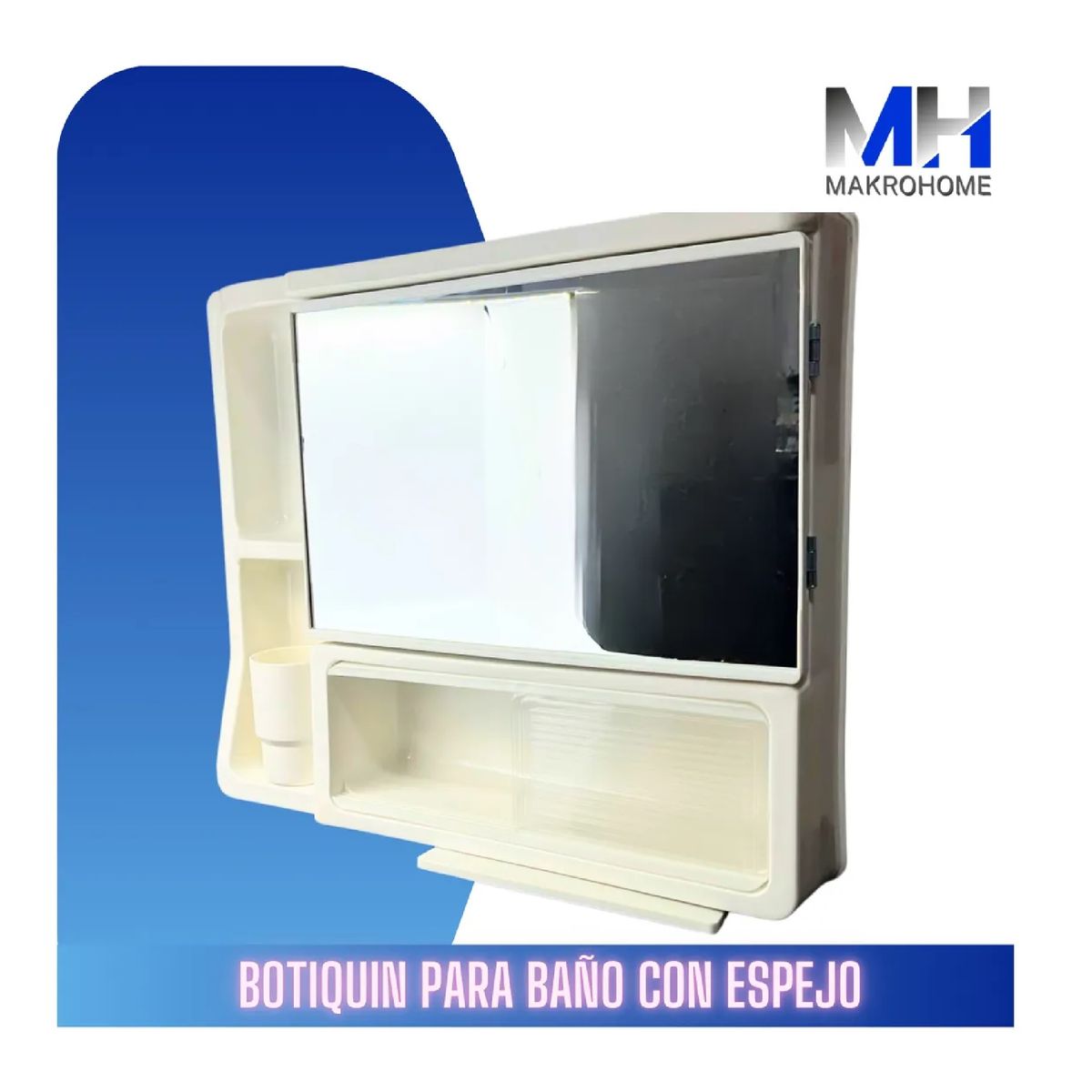 GENERICO - Mueble Botiquin Plastico Para Baño Con Espejo Flotante