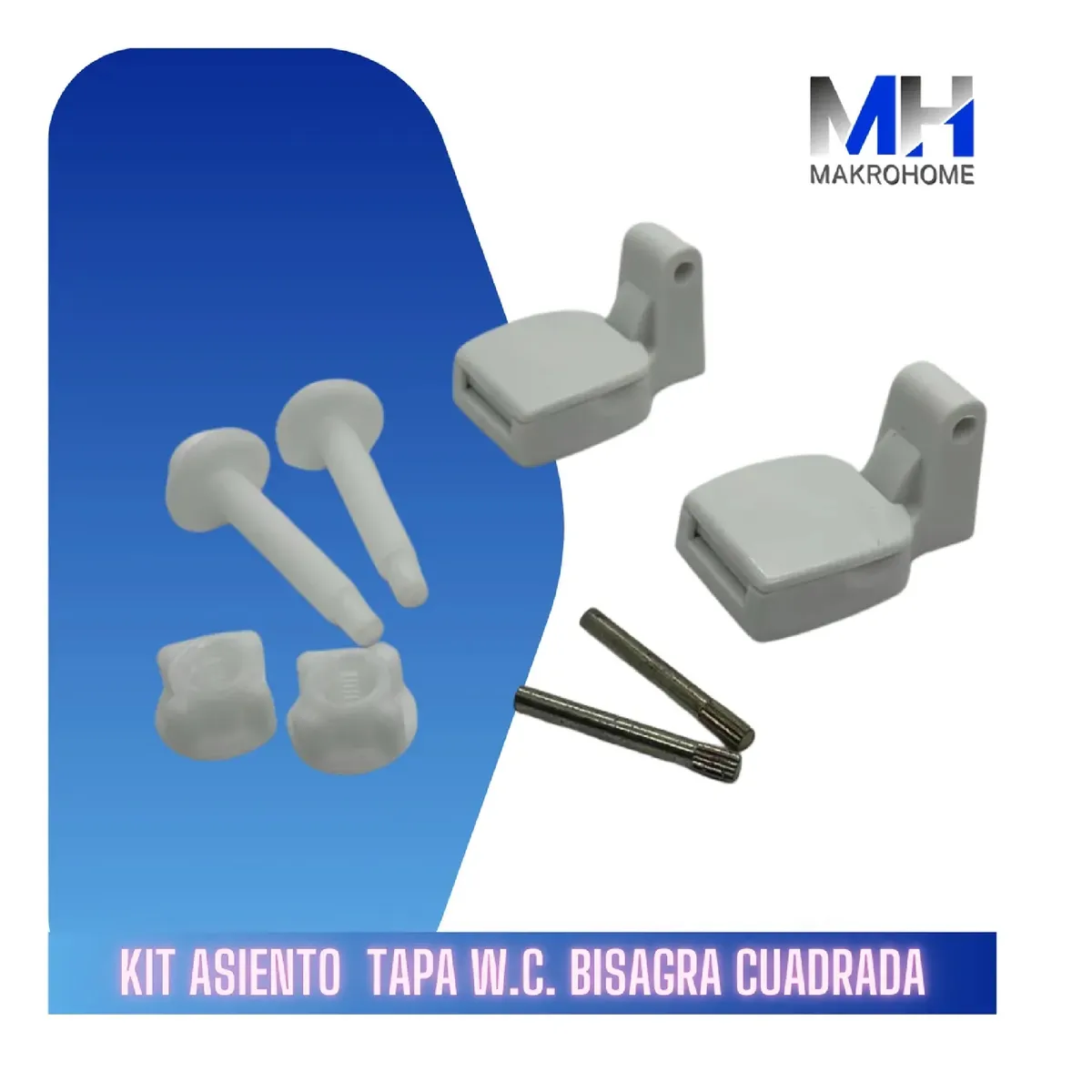 GENERICO - Kit Bisagras Cuadradas Aquakit Asiento Tapa Wc Blanco