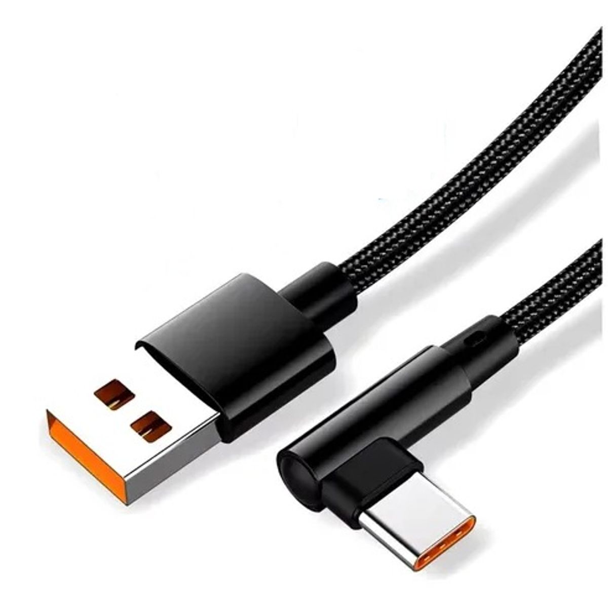 GENERICO - Cable acordeonado / trenzado USB-A a USB-C 90° + 2 metros