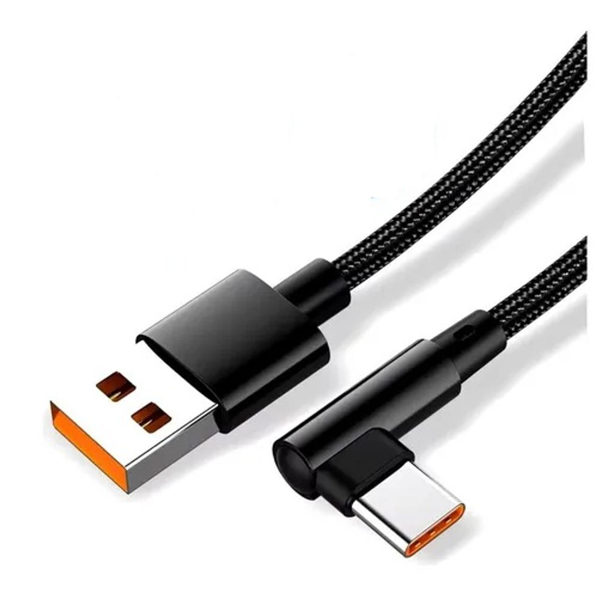 GENERICO - Cable acordeonado / trenzado USB-A a USB-C 90° + 2 metros
