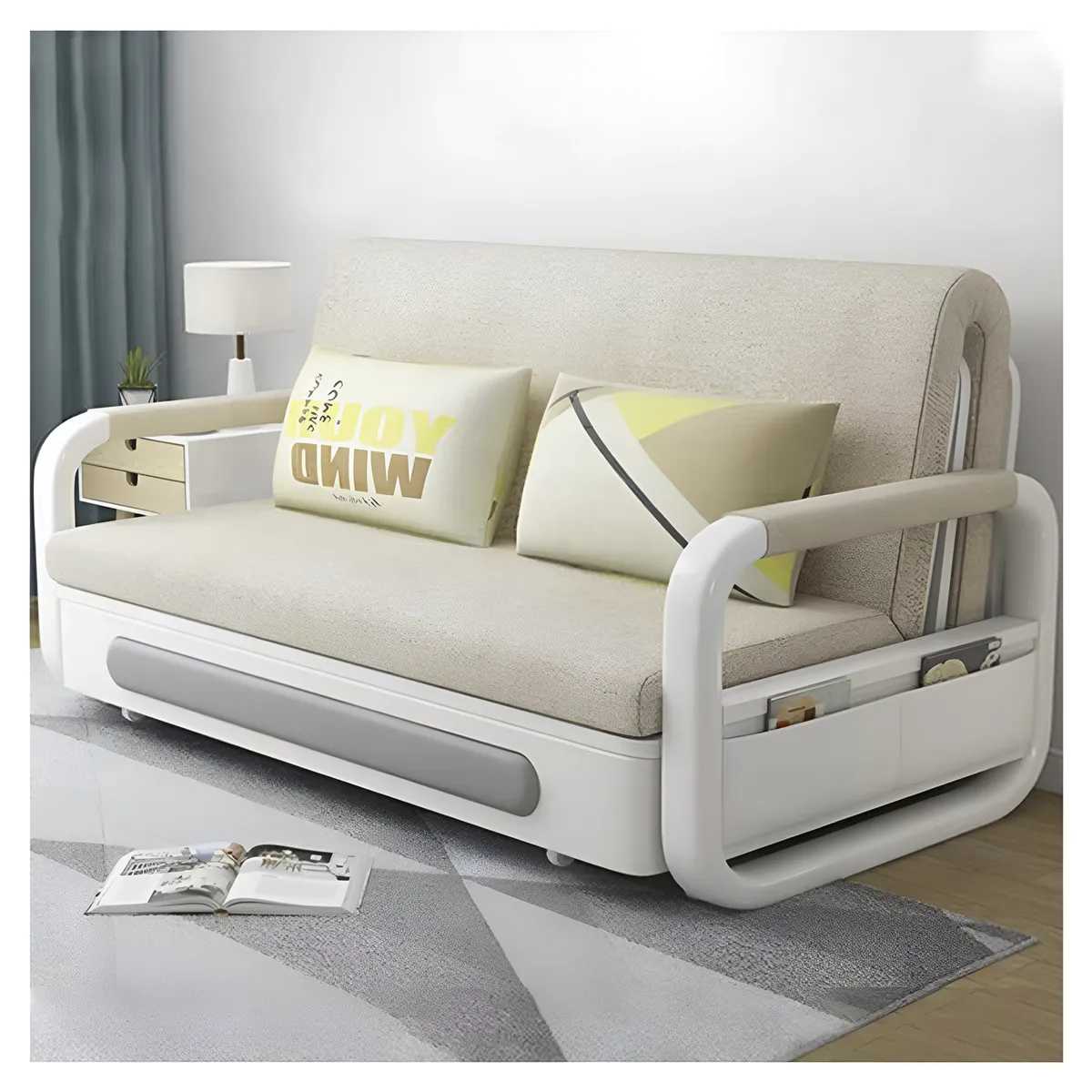 GENERICO - Futón Steel Blanco Beige