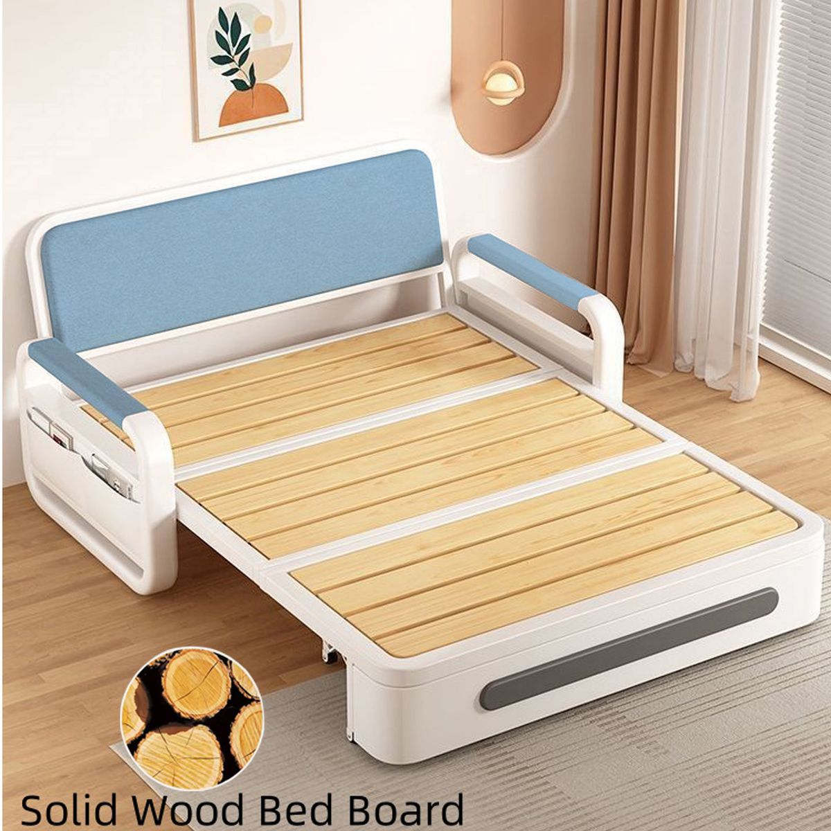 GENERICO - Futón Steel Blanco Celeste