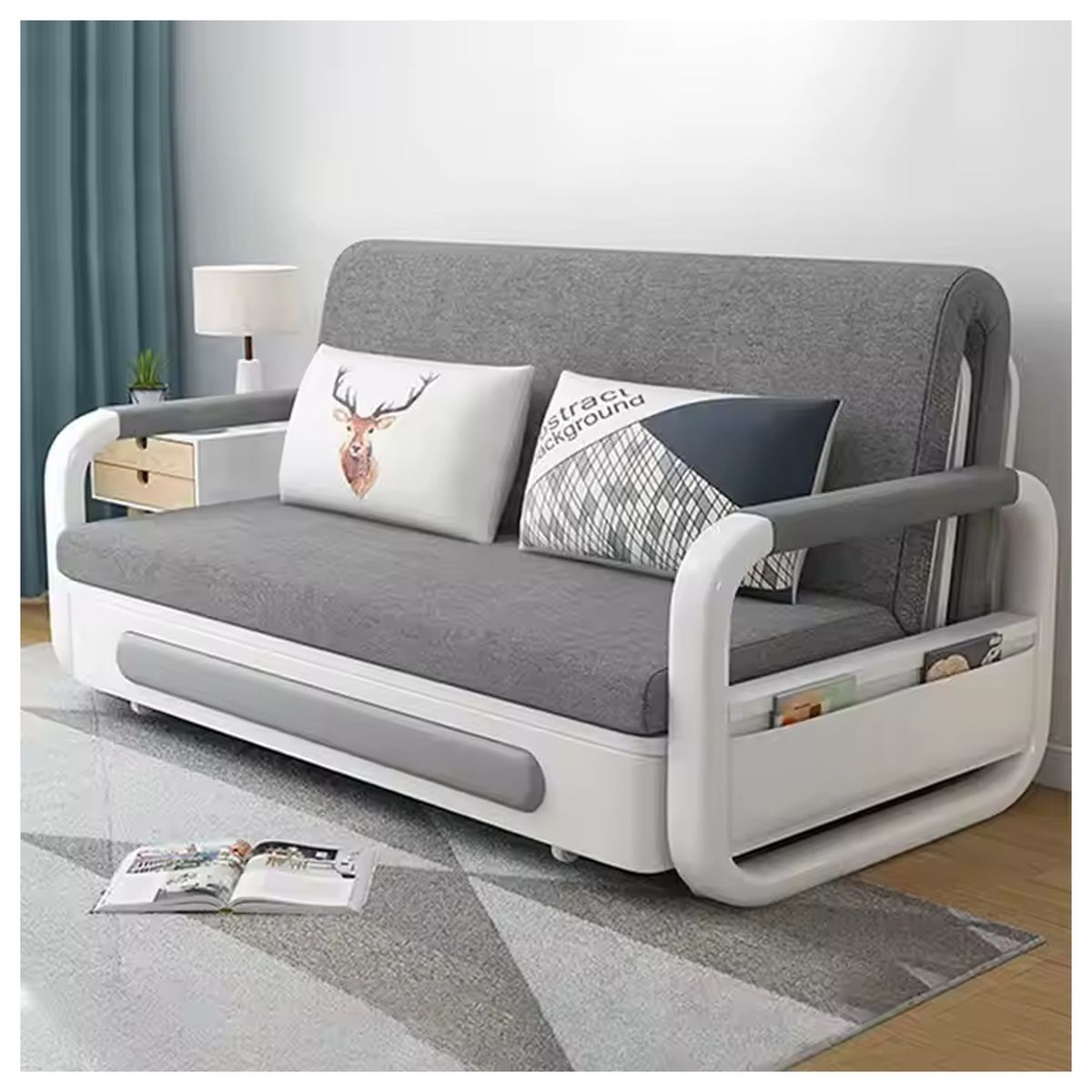 GENERICO - Futón Steel Blanco Gris