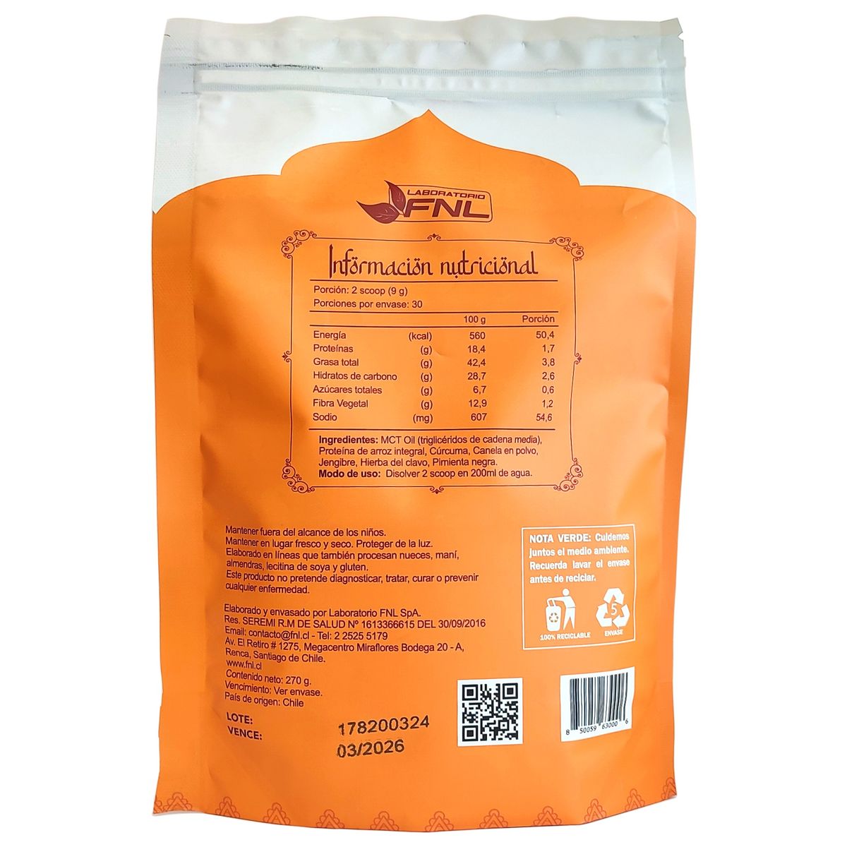 FNL - Golden Milk Leche Dorada Fnl Doypack 270g