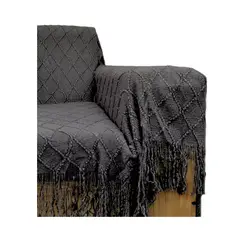 GENERICO - Manta decorativa tejida para sillón piecera o cama color gris oscuro
