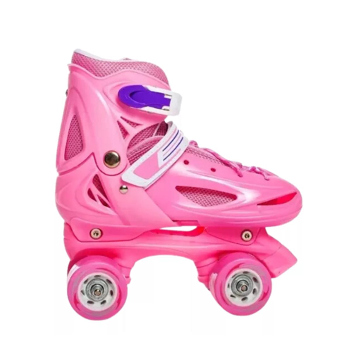 GENERICO - Patines rollers niña más protectores y casco talla M 33-36 rosado