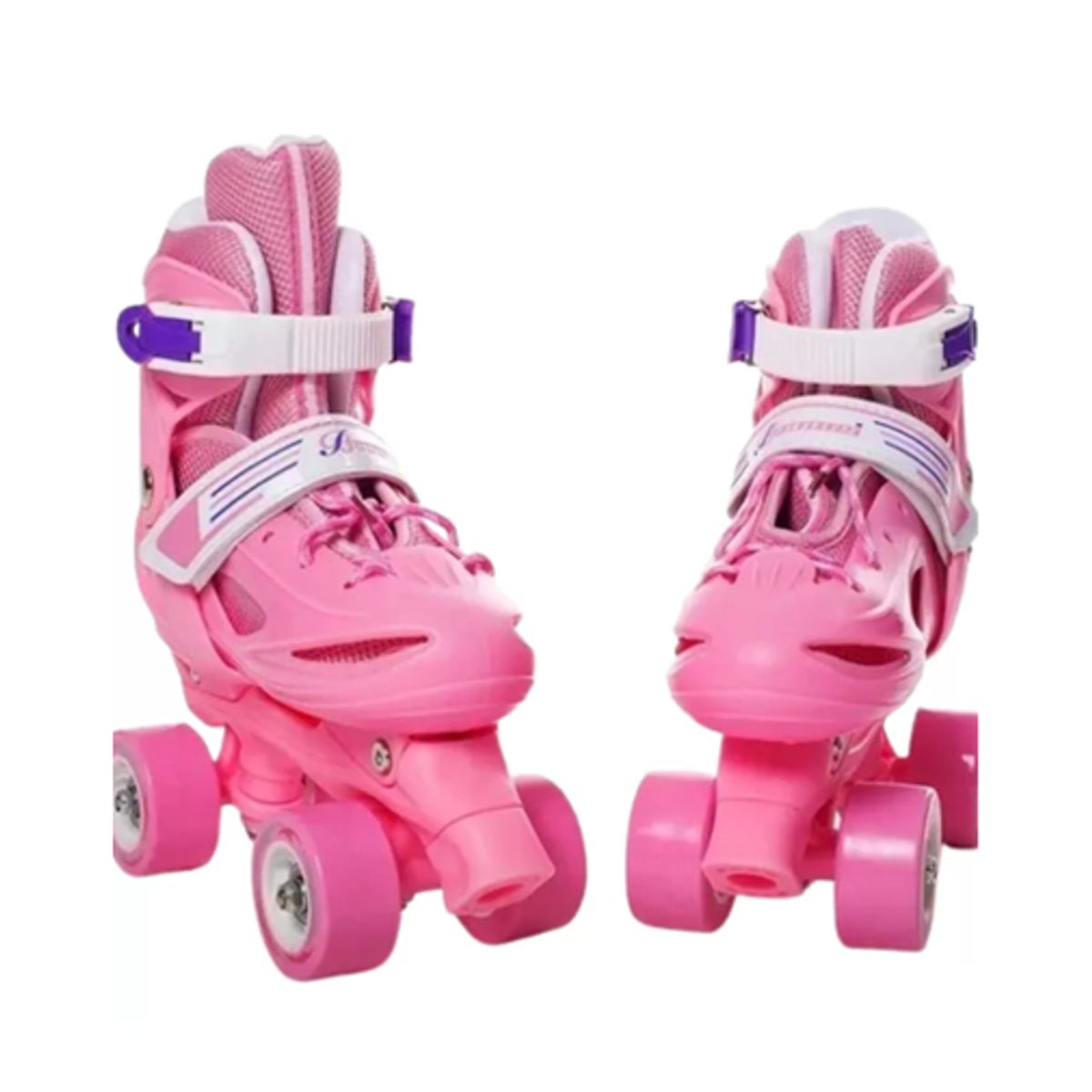 GENERICO - Patines rollers niña más protectores y casco talla M 33-36 rosado