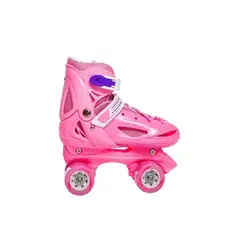 GENERICO - Patín 4 ruedas + set protección talla 33-36 rosado